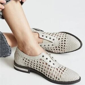 Freda Salvador Wish Handwoven Oxford Loafers Shoes Women 11 Gray Preppy Academia